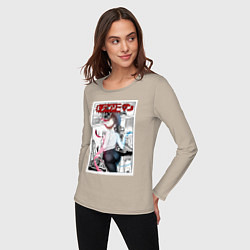 Лонгслив хлопковый женский Человек-бензопила Makima Макима, цвет: миндальный — фото 2