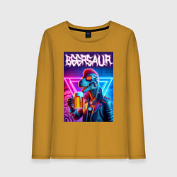 Лонгслив хлопковый женский Cyber beersaur - neon glow, цвет: горчичный