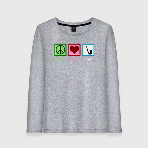 Женский лонгслив Мир любовь джаз / Меланж – фото 1