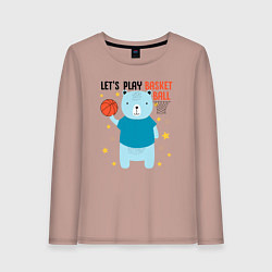 Лонгслив хлопковый женский Давай сыграем в баскет, цвет: пыльно-розовый