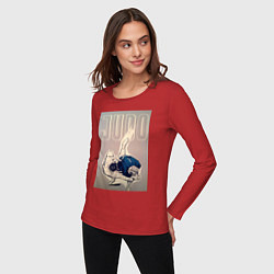 Лонгслив хлопковый женский Дзюдо бросок через бедро, цвет: красный — фото 2