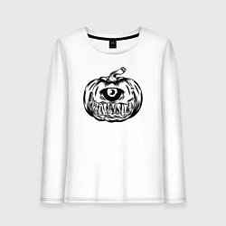Лонгслив хлопковый женский Одноглазая тыква, цвет: белый