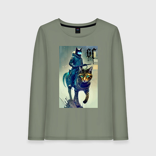 Женский лонгслив Cat forces - ai art fantasy / Авокадо – фото 1