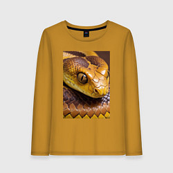 Лонгслив хлопковый женский Песчаная змея, цвет: горчичный