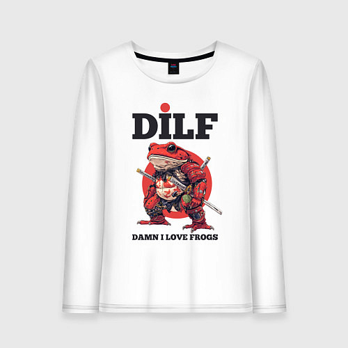 Женский лонгслив DILF damn I love frogs / Белый – фото 1