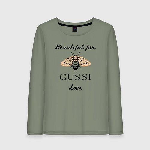 Женский лонгслив Гусси - пчела в стиле гучи / Авокадо – фото 1
