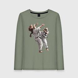 Женский лонгслив Каратэ удар ногой