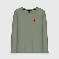 Лонгслив хлопковый женский Группа крови: третья отрицательная, цвет: авокадо