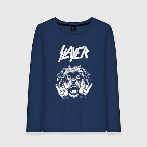 Женский лонгслив Slayer rock dog / Тёмно-синий – фото 1