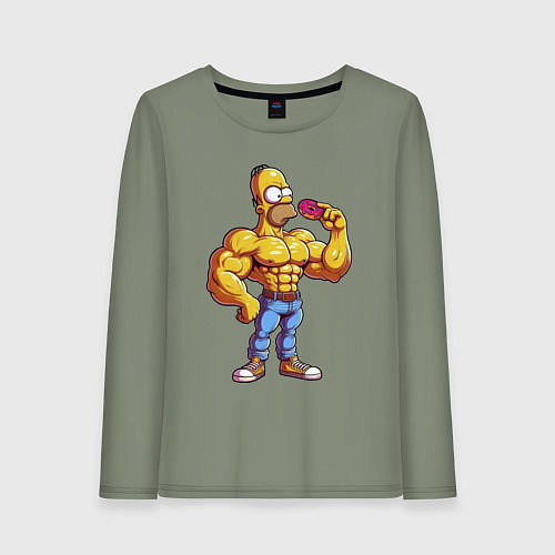 Женский лонгслив Гомер культурист / Авокадо – фото 1