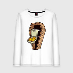 Лонгслив хлопковый женский Dead pizza, цвет: белый