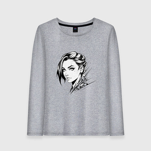 Женский лонгслив Девушка эмо / Меланж – фото 1