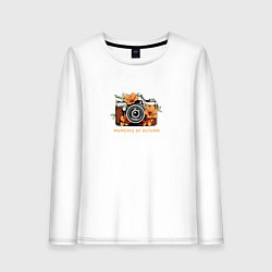 Лонгслив хлопковый женский Моменты осени, цвет: белый