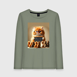 Женский лонгслив Рыжий кот учитель английского языка - нейроарт