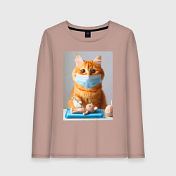 Женский лонгслив Рыжий кот хирург - нейроарт