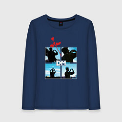 Лонгслив хлопковый женский Depeche Mode world in my eyes: red rose, цвет: тёмно-синий
