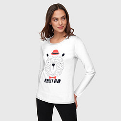 Лонгслив хлопковый женский Идеальный медведь, цвет: белый — фото 2