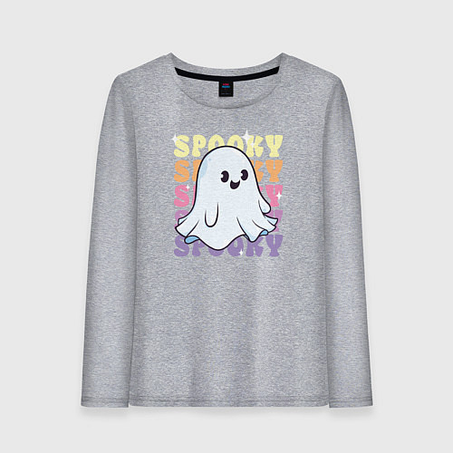 Женский лонгслив Cute little spooky ghost / Меланж – фото 1