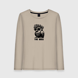 Женский лонгслив Крутой голубь в очках и надпись - The Boss