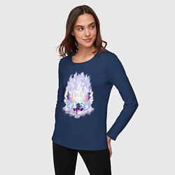 Лонгслив хлопковый женский Ван-Пис Луффи йонко, цвет: тёмно-синий — фото 2