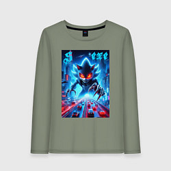 Женский лонгслив Hedgehog in neon metropolis - ai art