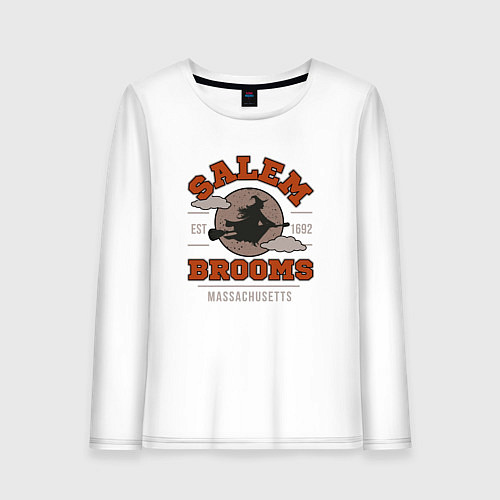 Женский лонгслив Salem - ведьма на метле / Белый – фото 1