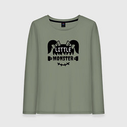 Лонгслив хлопковый женский Little monster - girl - пара, цвет: авокадо