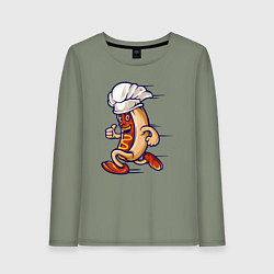 Лонгслив хлопковый женский Повар хот-дог, цвет: авокадо