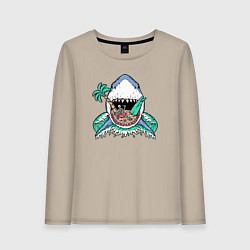 Лонгслив хлопковый женский Акула и сервер, цвет: миндальный