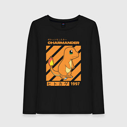 Лонгслив хлопковый женский Покемоны Чармандер Charmander, цвет: черный