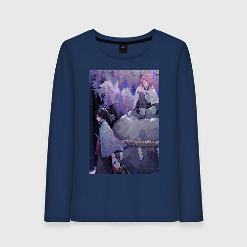 Женский лонгслив Клинок рассекающий демонов Гию Томиока / Тёмно-синий – фото 1