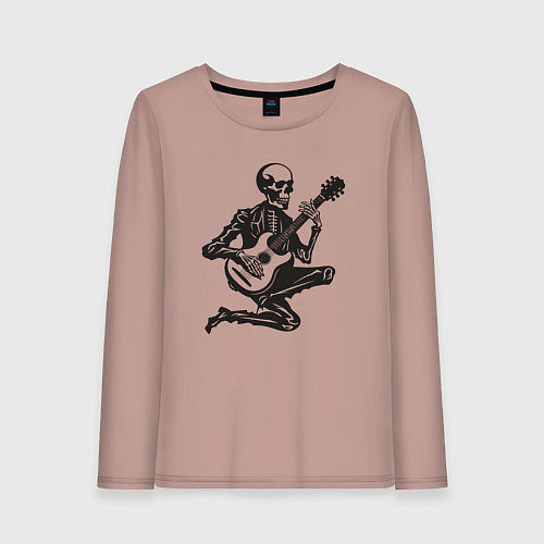 Женский лонгслив Скелетик музыкант / Пыльно-розовый – фото 1