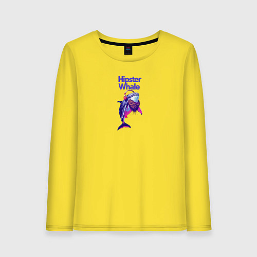 Женский лонгслив Hipster whale / Желтый – фото 1