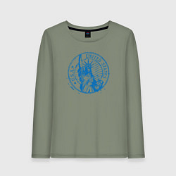 Лонгслив хлопковый женский США - статуя свободы, цвет: авокадо