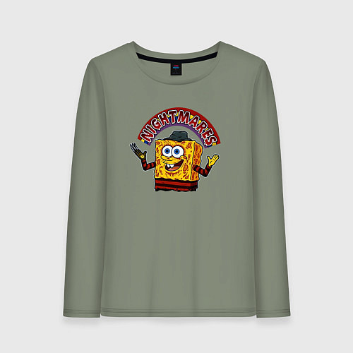 Женский лонгслив Губка Фредди - квадратные штаны Боб / Авокадо – фото 1