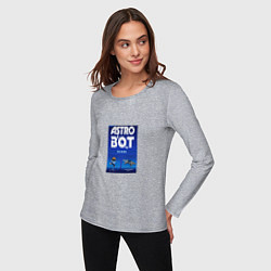Лонгслив хлопковый женский Astro bot play robot, цвет: меланж — фото 2