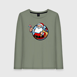Лонгслив хлопковый женский Санта идёт, цвет: авокадо