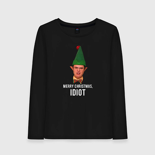 Женский лонгслив Merry Christmas idiot / Черный – фото 1