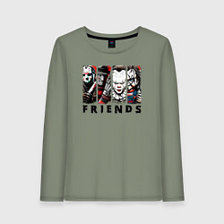 Лонгслив хлопковый женский Halloween friends black friday, цвет: авокадо