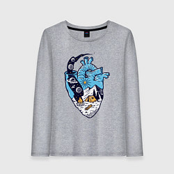 Женский лонгслив Космический кемпинг в сердце