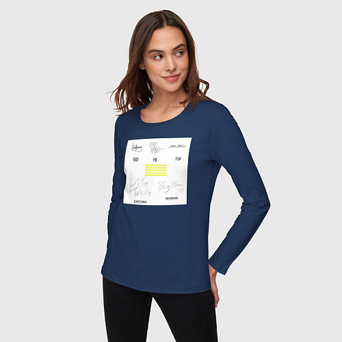Женский лонгслив Big bang подписи участников / Тёмно-синий – фото 3