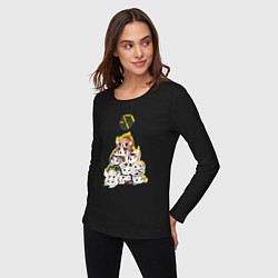 Лонгслив хлопковый женский Exo в виде милых зверушек, цвет: черный — фото 2