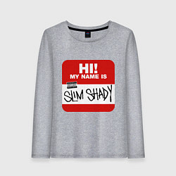 Лонгслив хлопковый женский Eminem - slim shady sticker, цвет: меланж