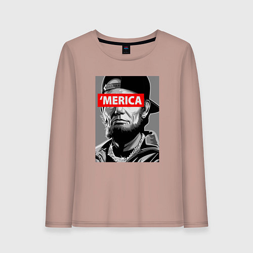 Женский лонгслив Линкольн - Америка / Пыльно-розовый – фото 1