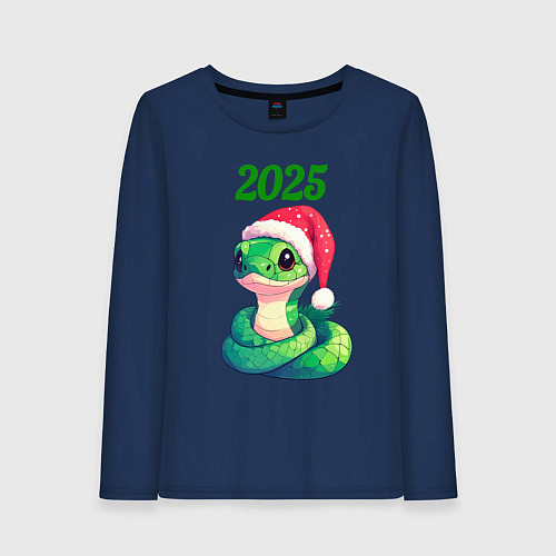 Женский лонгслив Зеленая змейка 2025 год / Тёмно-синий – фото 1