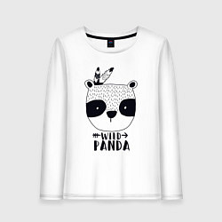 Лонгслив хлопковый женский Wild panda, цвет: белый