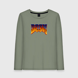 Лонгслив хлопковый женский Doom logotype, цвет: авокадо