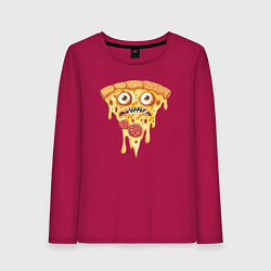 Лонгслив хлопковый женский Pizza face, цвет: маджента