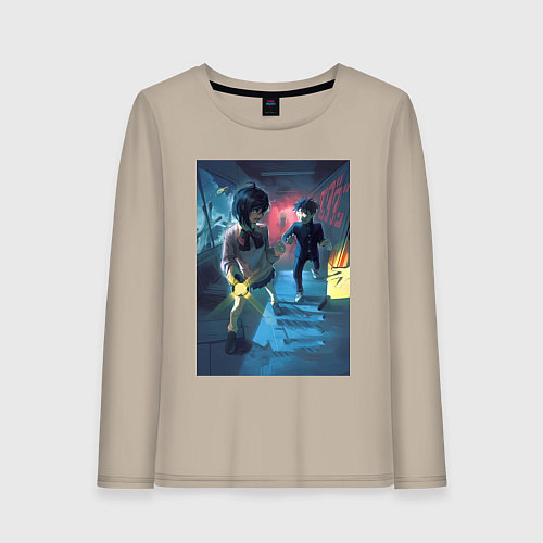 Женский лонгслив Дандадан: Момо Аясэ / Миндальный – фото 1