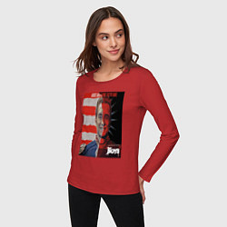 Лонгслив хлопковый женский Американский символ, цвет: красный — фото 2